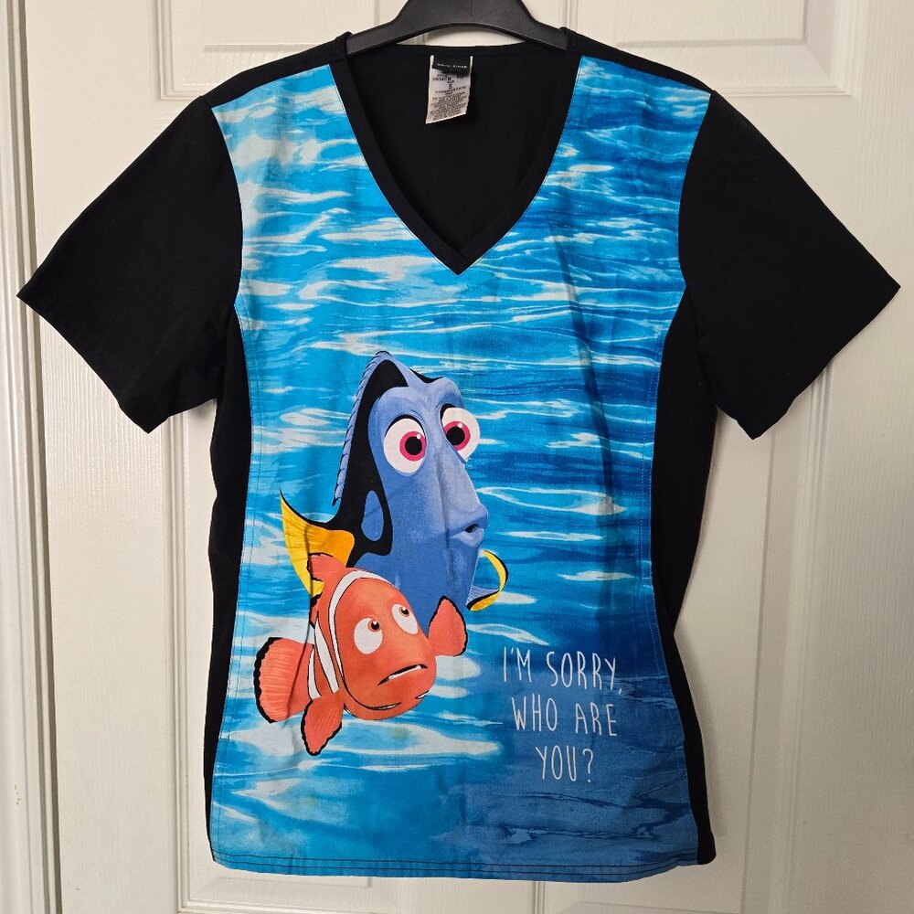 Disney Finding Nemo Women's Scrub Top Small
